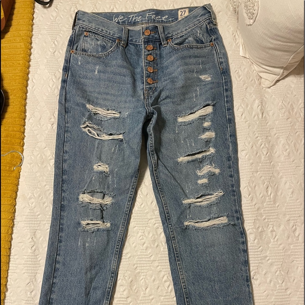 Free People Ripped Slim Straight Jeans